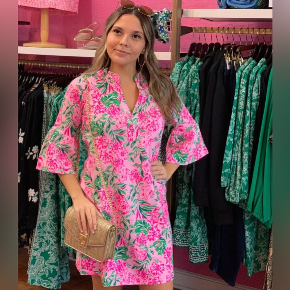 NEW Floral Pink and Green Roxie Pink Worth a Look Dress Large